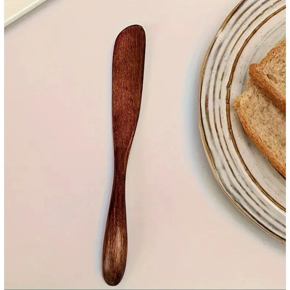 2‎ PCS Butter Knife Jam Cheese Spreader Cake Decorating Tools Wood Easy Clean